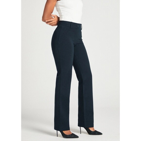 Betabrand Women's Navy‎ Straight-Leg Classic Dress Pant Yoga Pants Size MP - Picture 1 of 9